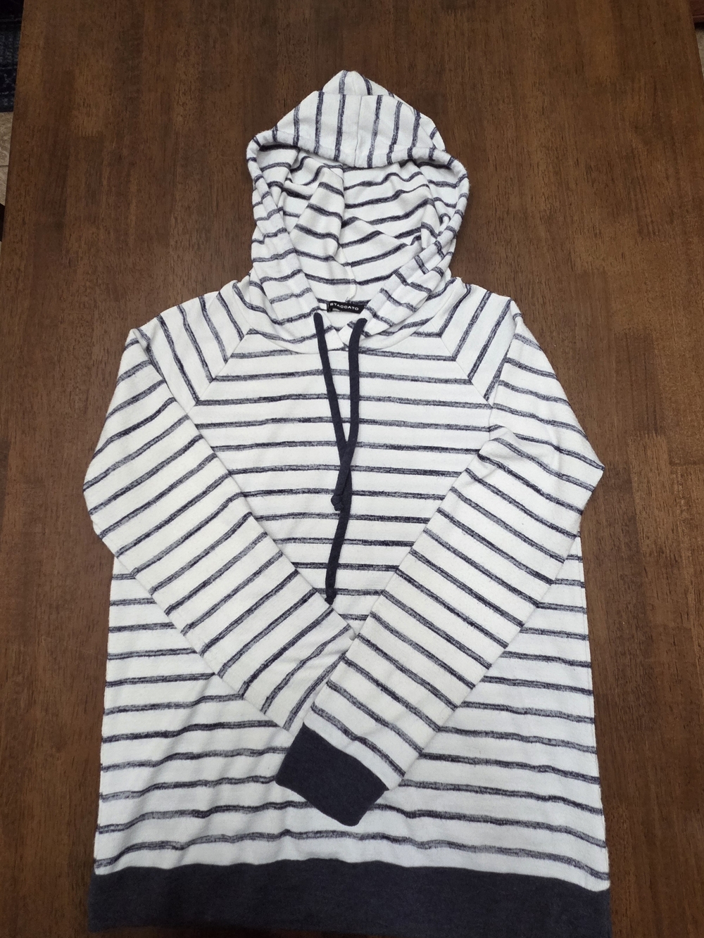 Staccato White & Navy Striped Zip Hoodie